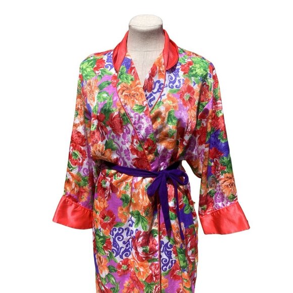 Vintage Victoria's Secret Gold Label Floral Jacquard Maxi Robe Pink Small - Picture 4 of 13